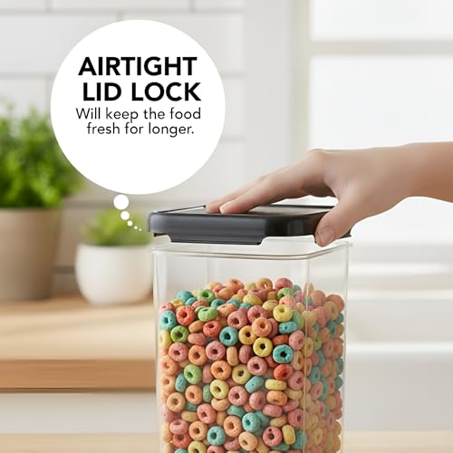 Image of Plastic Airtight Containers Set For Kitchen Storage And Containers Box For Pantry Organization And Container (1500ml, Black And Transparent) Set of 8
