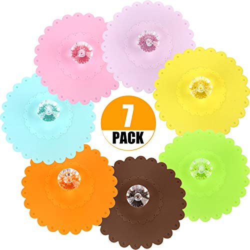 Luxtrip 7 PCS Dust-proof silicone glass lid Cup of coffee Beverages LIDS Mark