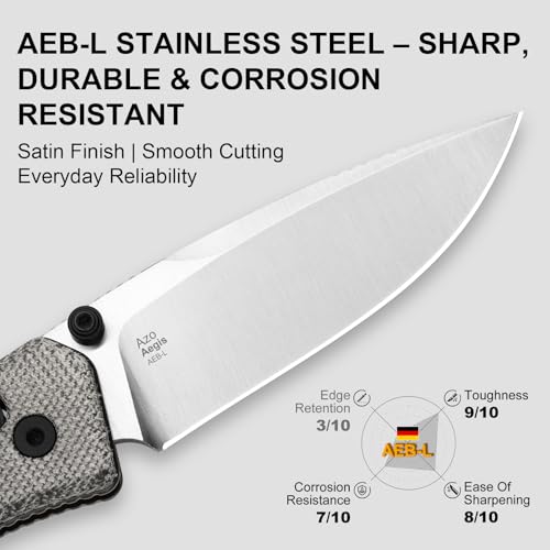 Image of Kizer Aegis EDC Pocket Knife, 2.8 inch AEB-L Steel Drop Point Folding Knife