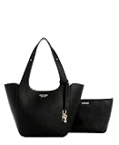 18 x 5 x 11 pulgadas GUESS Calista 2 in 1 Tote, Bolsa de Mano para Mujer, Negro, Talla Unica