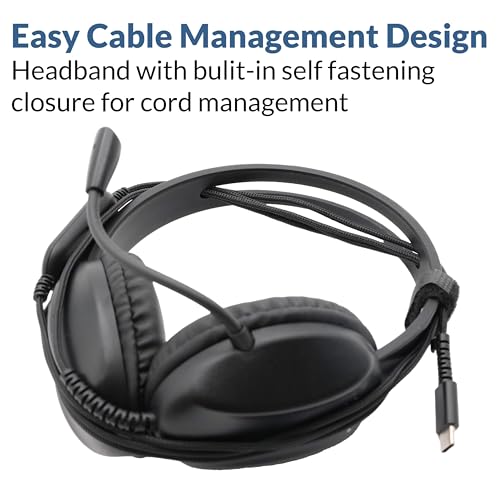 Image of Cyber Acoustics USB-C (AC-4014) Computer Headset with Microphone, Wired Headset with Noise Cancelling Mic for PC, Laptop, Office & Work from Home, Durable Classroom Design