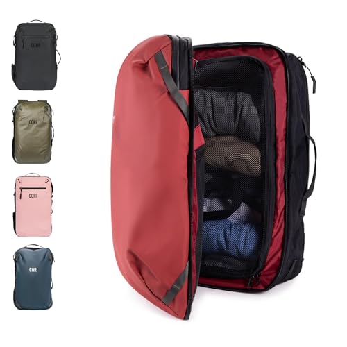 COR Surf Flight Approved Carry On Laptop Travel Backpack | Business Weekender Luggage Backpack for Men and Women Lava Red 40L Travel Backpacks