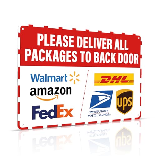 Please Deliver All Packages to Back Door Sign Delivery Instructions for My Packages from Amazon FedEx USPS UPS Indoor Outdoor Signs for Home Office