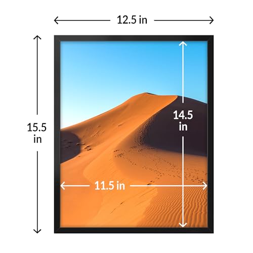 LaVie Home 12x15 Picture Frame for Wall Display, 12x15 Black Picture Frame with HD Plexiglas, 12 x 15 Poster Frame 1 Pack, Display Frame for Vertical or Horizontal, Classic Collection