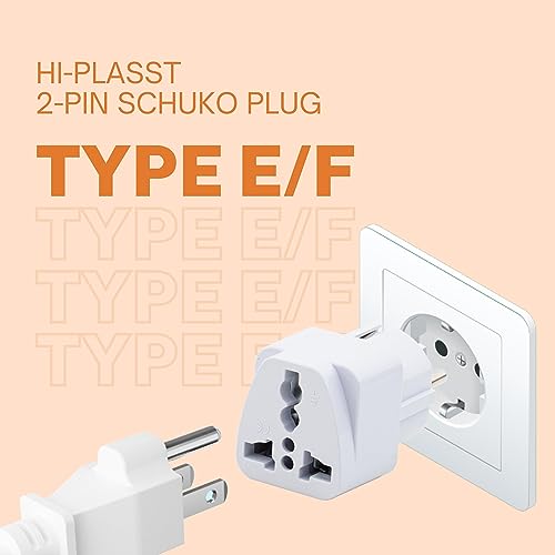 Image of Hi-PLASST India to Europe (Pack of 3) Converter Plug, Germany Travel Adapter Type E /Type-F Universal Socket with Schuko Pin Power Plug, 2pin to 3pin South Korea • France • Europe • Russia