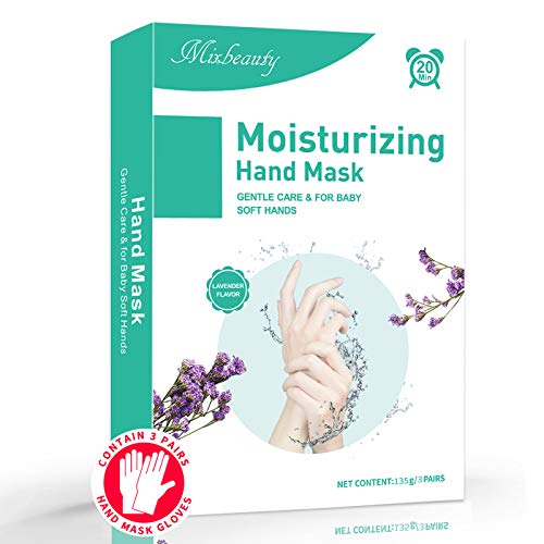 Hand Mask for Dry Hands 3 Pack, Mixbeauty Moisturizing Gloves, Moisturing and Repairing Damaged, Dry and Cracked Skin, Hand Spa Treatment for Soothing and Whitening Rough Skin (Lavender Scented)