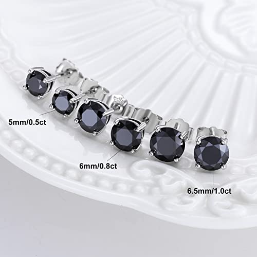Moissanite Stud Earrings, 0.2Ct-8.0Ct A Pair Hypoallergenic Earrings D Color Vvs1 Clarity Brilliant Round Cut Lab Created Moissanite Diamond Earrings 18K White Yellow Gold Plated S925 Sterling Silver Diamond Stud Earrings For Women Girls Men Black Gem #TOP3
