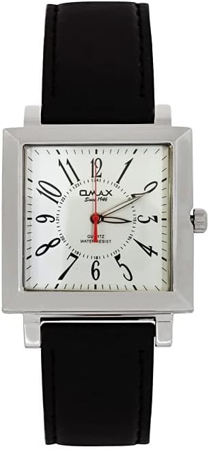 OMAXAnalog White Dial with Black Geniune Leather Strap Men's Watch-TS165