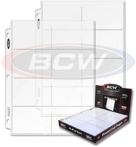 BCW Box of 100 BCW Pro 8-pocket Pages,4 1/8" X 2 3/4" - Eight Pockets Page (8 Top Load / Horizontal Slots)