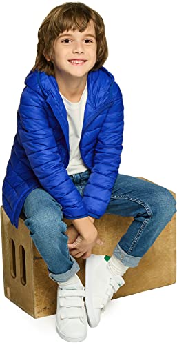 Tsla Boy's Ascent Packable Hooded Puffer Jacket, Lightweight Water-Resistant Winter Coat, Zip Up Hoodie Jacket Coat, Ascent Puff Blue, 12 #TOP5