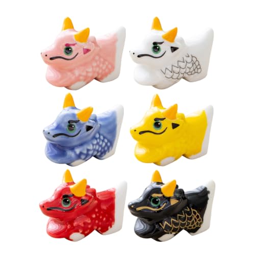 LOGOFUN 6pcs Chinese Dragon Chopsticks Rests Ceramic Zodiac Dragon Shaped Tableware Holder Chinese Blessed Dragon Chopsticks Stand for 2024 New Year Party Home Dinning Table Decoration
