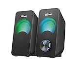 Trust Arys Enceinte PC 2.0 Compacte, 12 W (6 W RMS), Alimentation USB, Connexion Jack 3,5 mm, Éclairage LED, Haut Parleur pour PC, Ordinateur Portable - Noir