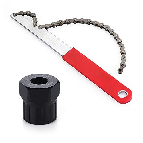 Outil de dépose de cassette de vélo avec fouet à chaîne et clé auxiliaire Outils de dépose de pignon de vélo Outil de réparation de maintenance Retrait de bague de verrouillage de cassette de vélo Cover