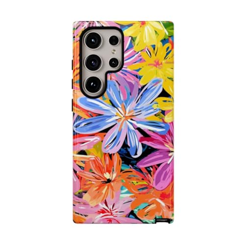 Coque Samsung S24 Ultra motif floral abstrait multicolore rigide brillante