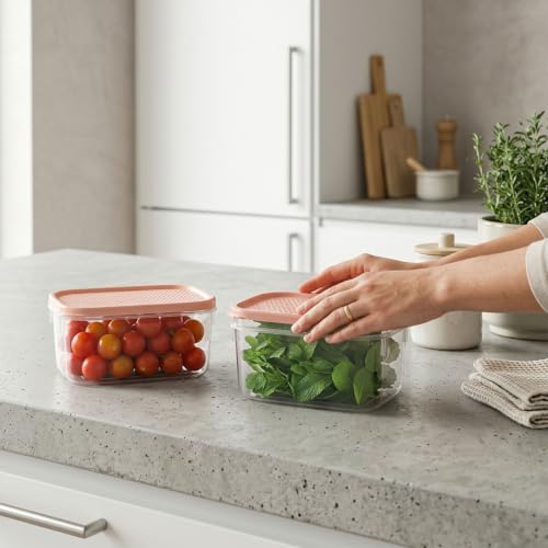 Image of All Time Polka Modular Storage Containers Set of 2 | 1000ml Each | BPA Free Airtight Food Grade Plastic Kitchen Storage Jars | Stackable Pantry Containers with Secure Lid | Color May Vary
