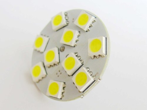 CBConcept 2XLEDG4BP10SMD-CW LED Disc Type G4 Base Lamp Back Pin with 10 High Power 5050SMD LEDs,12 Volt , JC G4 Bi-pin Bulb Replacement for RV Camper Trailer Boat Marine,1.2 Watt 140 Lumen - White