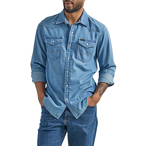 Wrangler Men’s Iconic Denim Regular Fit Snap Shirt