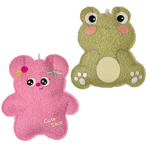 EJRUP 2 Stück Kleine Wärmflasche Kinder, Flauschige Handwärmer Bezug, Abnehmbare und Waschbare, Kleine Weiches Wärmeflasche bei Kaltem Wetter