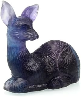 AAKOMA 1pc 2" Handmade Natural Engraved Fluorite Deer Wedding Souvenirs Guests Crystal Crafts Suitable for Home