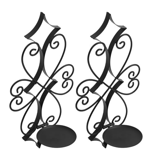 Metal Wall Candle Sconce Holder Set of 2 Vintage Wall Mount Candle Holders Hanging Black Candle Sconces for Living Room Bathroom Dining Room