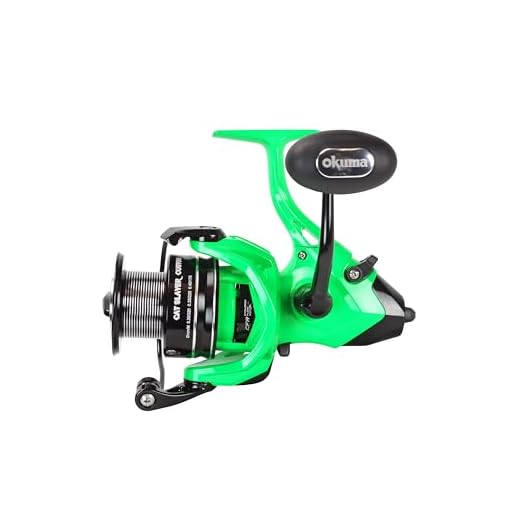 Okuma Cat Slayer Custom 6000 Baitfeeder Reel – Catfish Spinning Reel with Dual Force Drag, Flite Drive System & UV Reactive Neon Green Finish, CSCF-6000NG