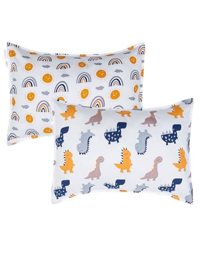Image of ALVABABY Toddler Pillowcases 2 Pack Organic Cotton Fit 13 inchx 18 inch or 12 inchx16 inch Kids Pillow Cover Envelope for Girl Boy Travel(Pillowcase Only)