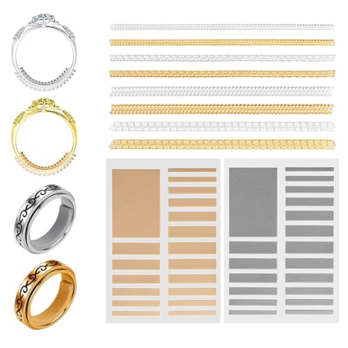 LONZIKP 46 Pièces Réducteur de Bague, Ajusteur de Bague Invisible, Trop Grand, Inlay de Bague Sizer, Ajusteur de Taille de Bague, Spirale Invisible, Large...