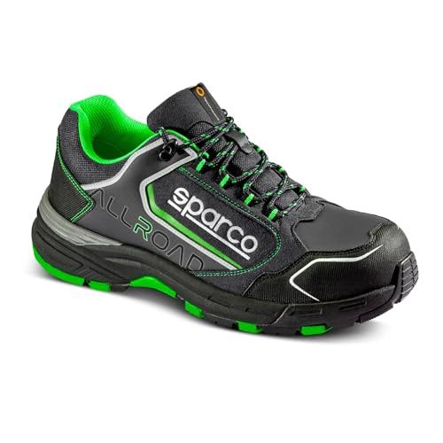 Sparco Allroad, Scarpe Antinfortunistche da Lavoro Unisex-Adulto, Nero-Verde Fluo, 45