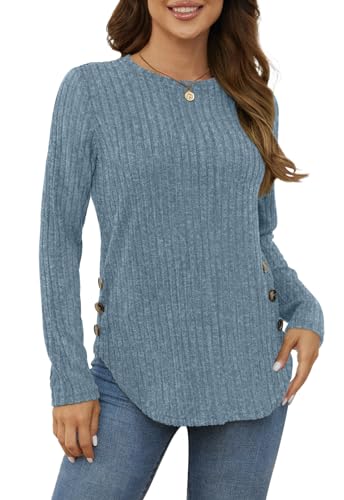 Yincro Women's Long Sleeve Fall Sweaters 2025 Lightweight Casual Crewneck Tunic Tops