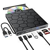 外付けDVDドライブ 『2025年最新高速モデル・多機能1台』 USB3.0＆Type-C対応 光学式CD/DVDドライブ 外付け 薄型軽量設計 読み書き両対応 Windows11/10/8/7/XP & Mac対応 M-DISC対応 TF/SDカードスロット＆USBポート搭載 DVDプレーヤー パソコン用