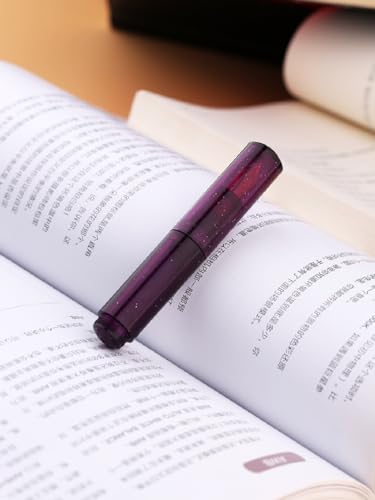 Image of Moonman Wancai Mini Fountain Pen, Iridium Fine Nib Starry Purple Acrylic Travel Pocket Pen, short Size Eyedropper Ink Bottle Filling
