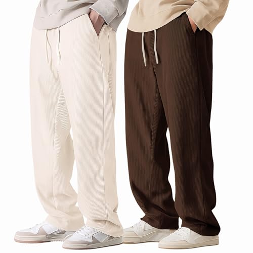 Image of Preneum Men Mid Rise Poly Cotton Loose Fit Trouser || Korean Style Travel & Lounge Wear with Pockets (Available in Plus Size)