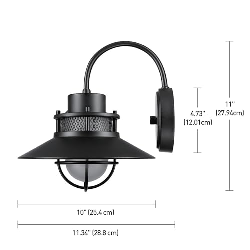 Image of Globe Electric 44233 Liam 1-Light Outdoor Wall Sconce, Matte Black, Frosted White Glass Shade
