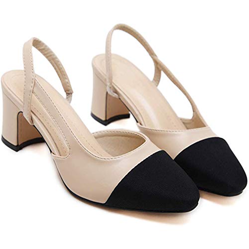 LAIYUTING Femmes élégantes Bloc de Talon Slingback...