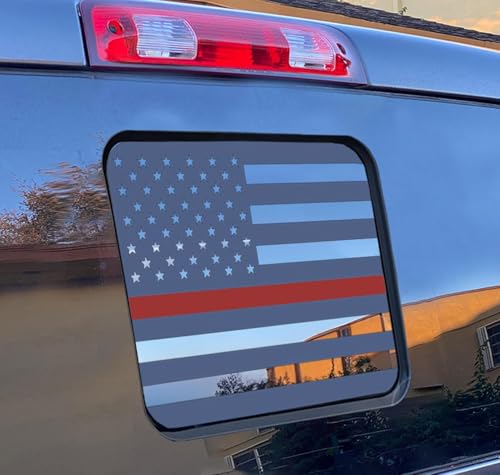 Image of Xinghe for Ford F150 F250 F350 2015-2026, Rear Middle Window American Flag Decals, Matte Black USA Flag Decal for Truck Back Window, for Ford Raptor 2015-2026 Accessories (Redline)