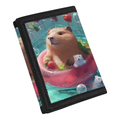 Dolyues Strawberry Capybara Toddler Kids Purses Little Girl Trifold Wallet Cute Wallets for Teen Girls Aesthetic Credit Card Holder RFID Id Cash Slim Small Coin Pocket2
