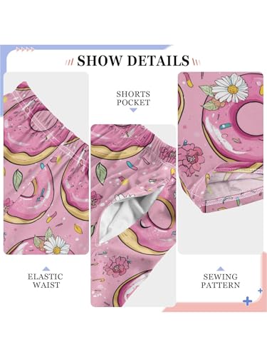 ZZKKO Pink Donuts and Flowers Boys Pants for Kids Jogger Pants with Pockets S4