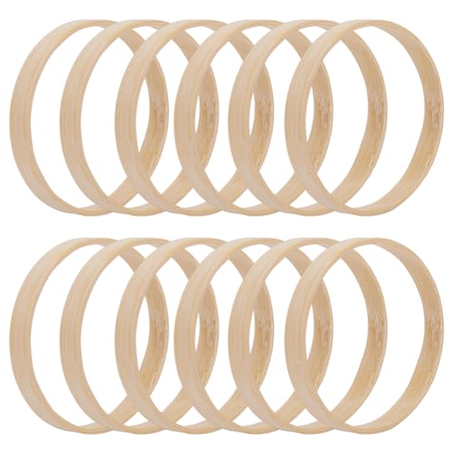 SUNNYCLUE 12Pcs Wood Macrame Hoops 8Cm/3.15Inch Bamboo Circles Natural Bamboo Floral Hoop Dreamcatcher Craft Ring Wooden Wreath Rings for DIY Wedding Wreath Wall Crafts Hanging Decoration Supplies