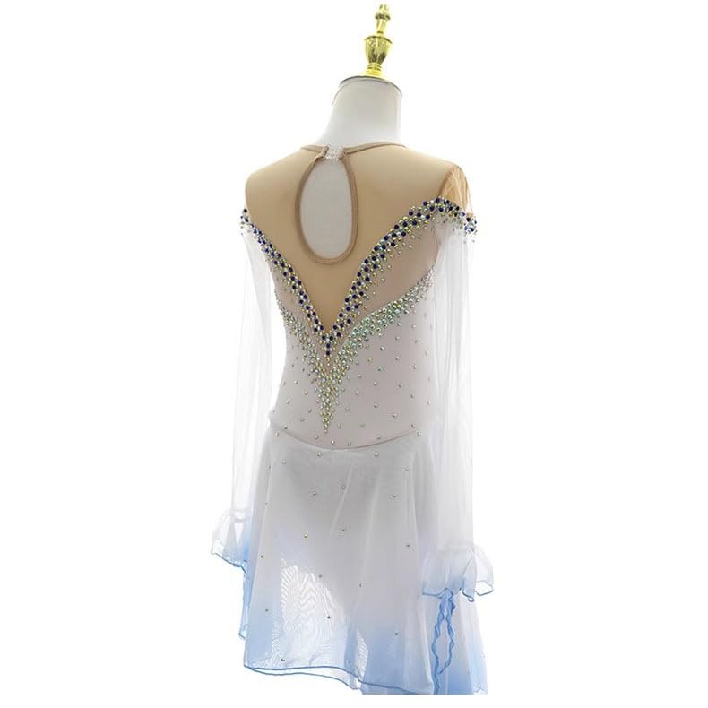 Abito da Pattinaggio Artistico A Collo Alto alla Moda per Ragazze Costume da Gara di Pattinaggio su Ghiaccio A Maniche Lunghe Body per Spettacoli di Ginnastica Completo