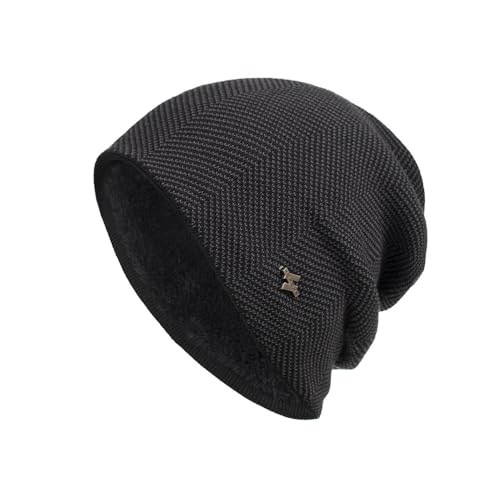 Unisex Sky Madrid Knitted Wool Beanie Winter Hat for Cold Fleece Line Beanie Warm Thermal Skull Caps for Men Women (One Size Black)