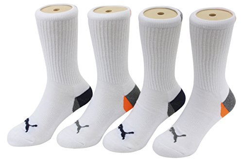 Puma Little Kid/Big Kid 4-Pairs White/Navy Sport Crew Socks Sz 7-8.5 Fits 9-3.5