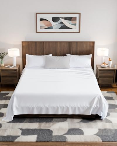 Image of Wyoming King Bed Sheet Set, 84 inch x 84 inch - 4 Piece Emperor King Sheets - White | Superior Comfort, 16 inch Deep Pocket Fitted Wyoming King Sheets, Premium Softness, Durable, Breathable & Wrinkle-Resistant
