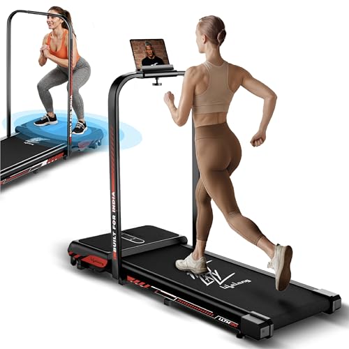 Image of Lifelong FitPro Treadmill | 4 HP Motor | Vibration Plate | LED Display | Foldable Design | Remote Control | 110 Kg Max Weight | 8 Km /h Speed | Anti-Slip Belt | Home Gym Equipment LLTM180