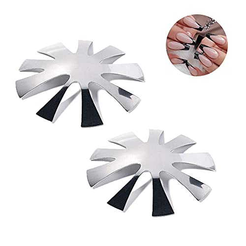 2Pcs French Smile Line Cutter,Nail Molding Stainless Steel Template Cutter French Nails Acrylic Pro 9 Size Tips French Smile Cut V Line Suitable For DIY Manicure,Manicure Edge Modification