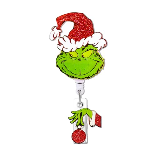INLOLLY Geinch Badge Reel Badge Holder Retractable Clip, Christmas Badge