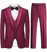 KUDMOL Tuxedo Suits for Men 3 Piece Regular Fit Formal Set Notch Lapel One Button Suit Jacket Pan...