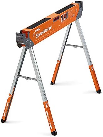 Bora Portamate Speedhorse XT Sawhorse Pair- Two pack, 30-36 inch height adjustable Legs, Metal Top for 2x4, Heavy Duty Pro Bench Saw Horse for Contractors, Carpenters - PM-4550T