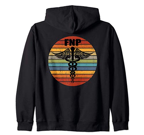 FNP Family Nurse Practitioner Medical Caduceus Retro Gift Zip Hoodie
