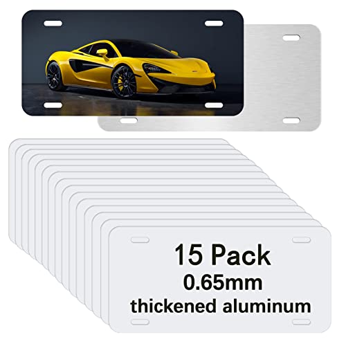 15 Pack Sublimation License Plate Blanks,Metal Aluminum car Tag White,Thermal Transfer DIY Custom...