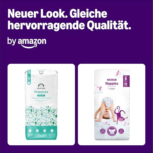 By Amazon Ultra Dry Windeln Größe 6 (15+ kg), Weiß, 70 Stück (1-er Pack) (Früher Unter Der Marke Mama Bear, Identisches Produkt)